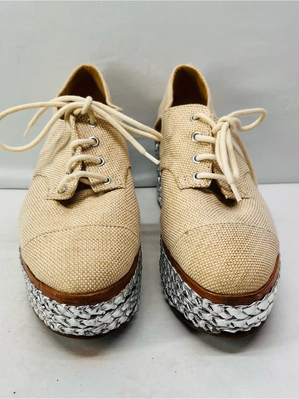 SCHUTZ‎ Oxford Flatform Tresse  Canvas Lace-Up wedges